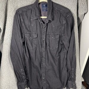 Gap denim shirt women’s size medium western pearl snap black w